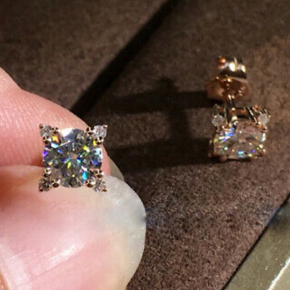 NEW 18k rose gold diamond Earrings - Picture 3 of 4